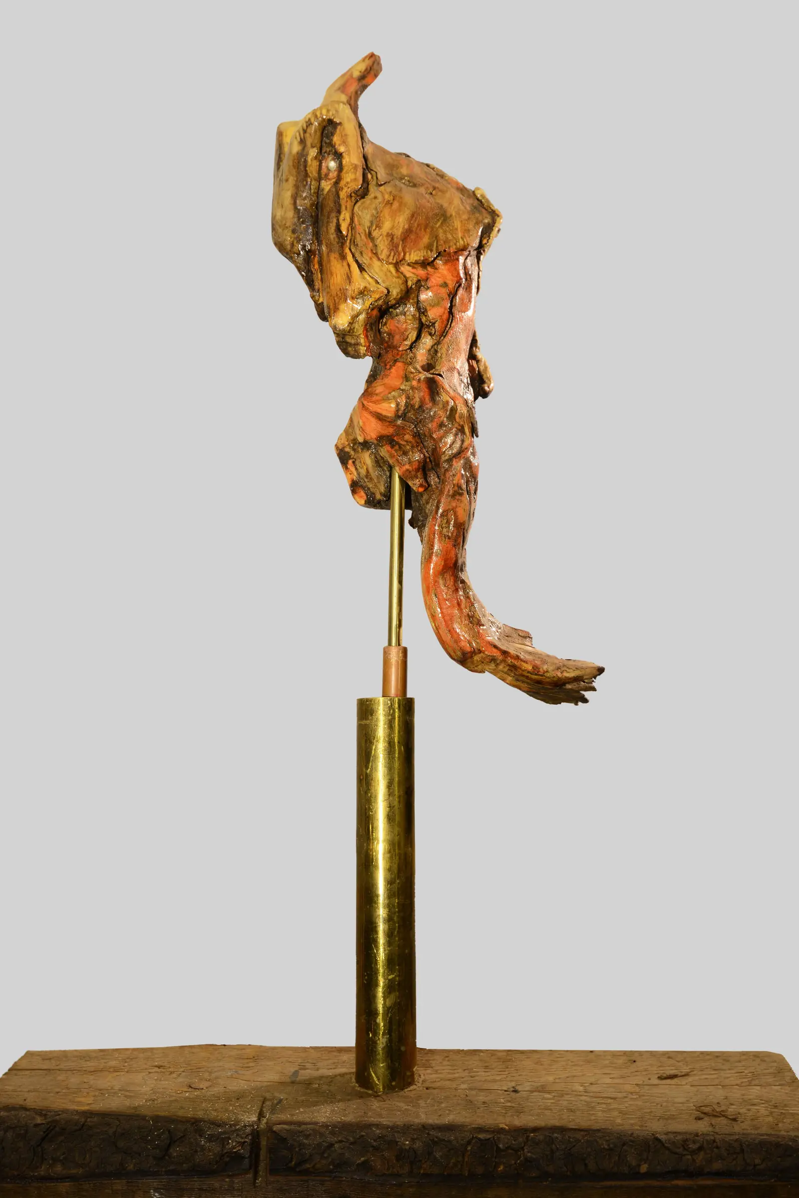Le cheval de mer — sculpture femelle, pendant du mâle, queue plus élancée et ondulée, polychromie similaire