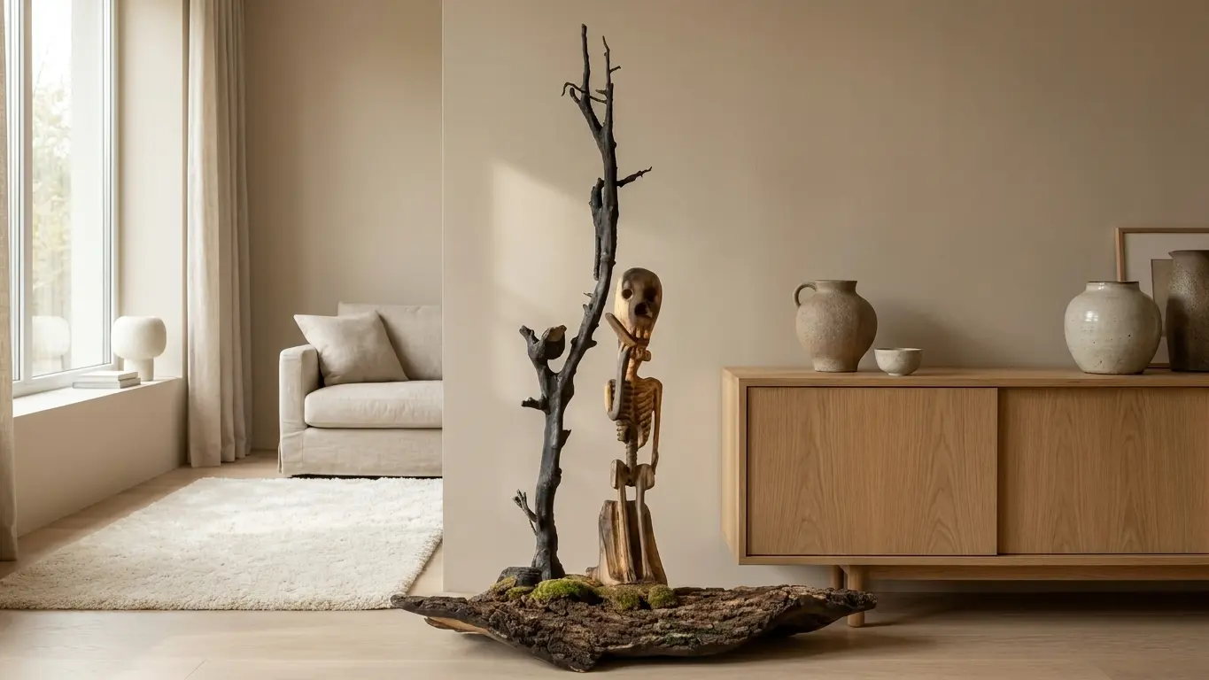 Mort mais vivant, dans un intérieur résidentiel contemporain