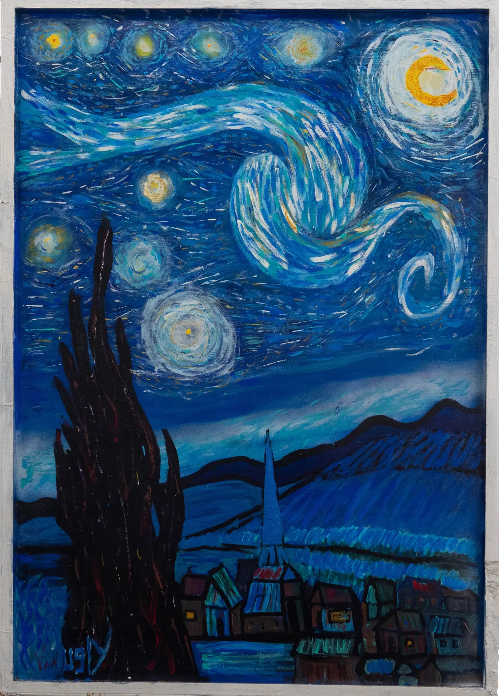 The Metallic Starry Night — omitted Van Ugly painting, source photo from Google Drive export